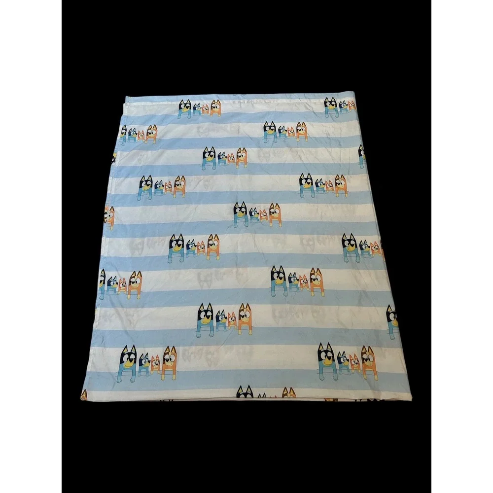 Bluey Full Flat Sheet Jay Franco Heeler Family Striped Blue White Bedding Kids